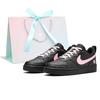 Court Borough Pink Cat Paw Leather Abrasion Resistant Slip Resistant Low Top Skateboard Shoes Women's Black Pink DV5456-002(Team1681-)