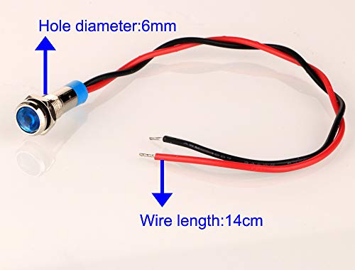 10 installed 6mmled metal indicator light 12V24V waterproof car marine panel light color