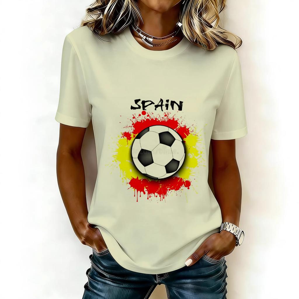 2026 Casual Women's Short-Sleeve T-Shirt with USA-Canada-Mexico World Cup Football Match Print
