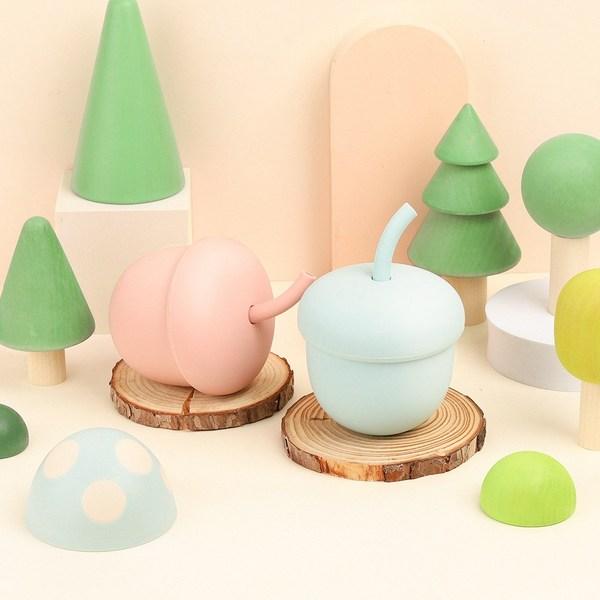 Baby Farm Infant Anti-Spill Acorn Silicone Straw Cup 200ml, Blue, 1 Piece