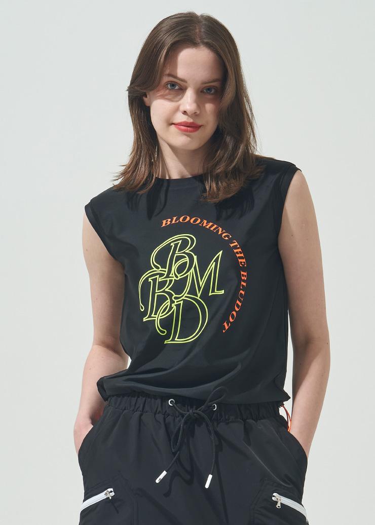 Blue Dot Artwork Print Sleeveless T-Shirt_Bk 90