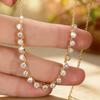 Anziw 14k Gold Filled 3mm D Moissanite Bubble-Style Pendant Necklace for Women Gold Bonded Adjustable Chain Collar GRA Certified