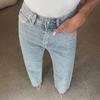 Faux Pearl Jeans for Women High Waist Straight Leg Stretch Denim Pants Casual Wide Leg Beaded Baggy Pants