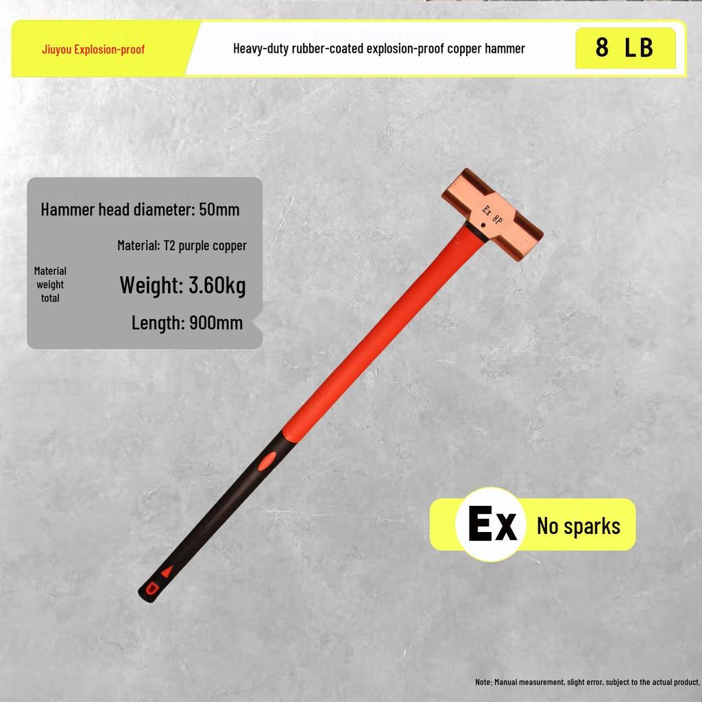 Explosion-Proof Pure Copper Octagonal Mallet, 4lb, 8lb Options Available
