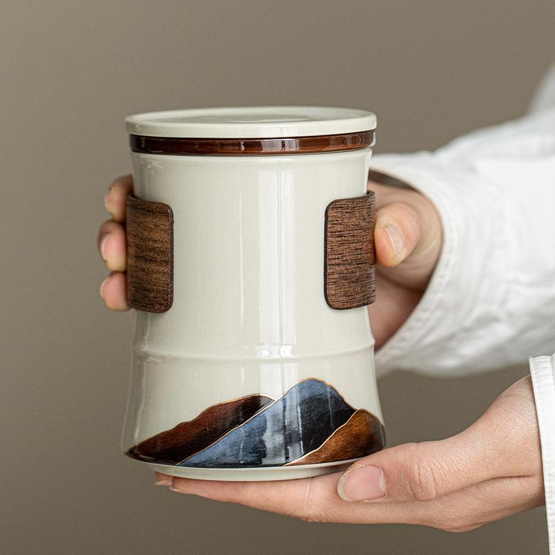 Hochwertige Keramik Teetasse mit großem Fassungsvermögen, Becher, Büro-Tee-Trenntasse, Haushalts-Teeset, Trinkbecher