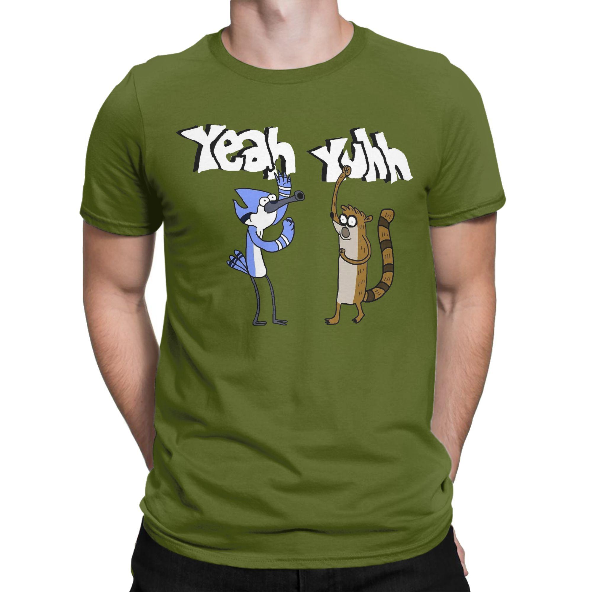 Lucky starfish Top Zomer Yeah Yuhhh Mordecai en Rigby Regular Show T-shirt Voor Unisex Puur Katoen T-shirt Korte Mouw Kleding 4XL