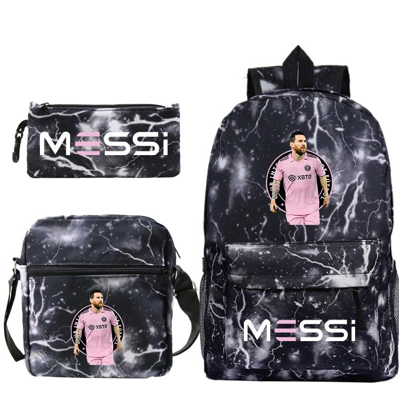 Football Player Peripheral Printing Primary And Secondary School Schoolbag Three-Piece Children'S Backpack