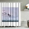 Ocean Wave Surfing Shower Curtain Beach Tropical Seascapes Home Decor Bathroom Art Coastal Vibes Modern Style Waterproof Fabric
