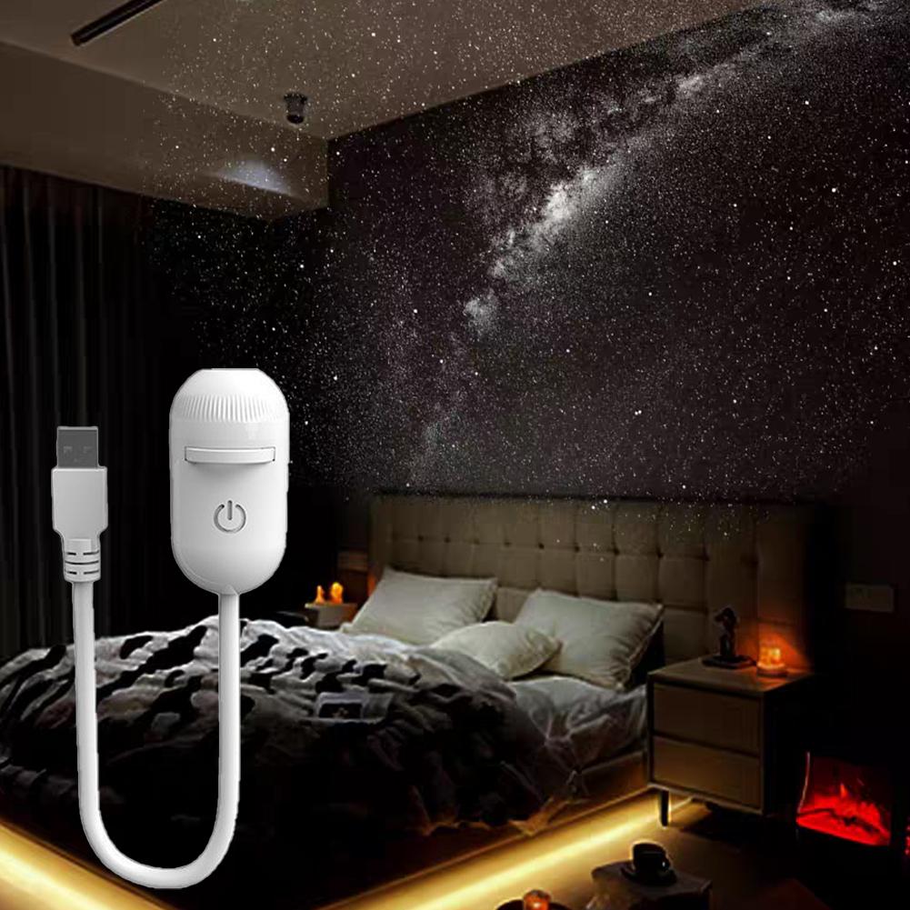2-in-1 LED Galaxy Star Projector Night Light 360° Rotation USB Starry Sky Ambient Lamp Sleep Mood Light Home Bedroom Party Decor