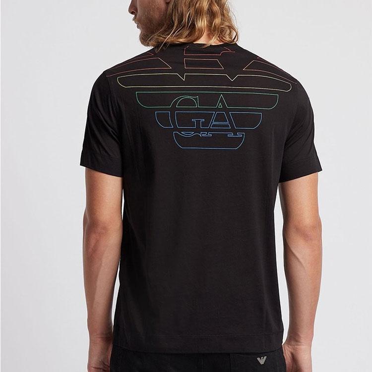 Emporio Armani Blended Fabric Crew Neck Short Sleeve T-Shirt Men Tops Black 3G1TM6-1JQXZ-F059