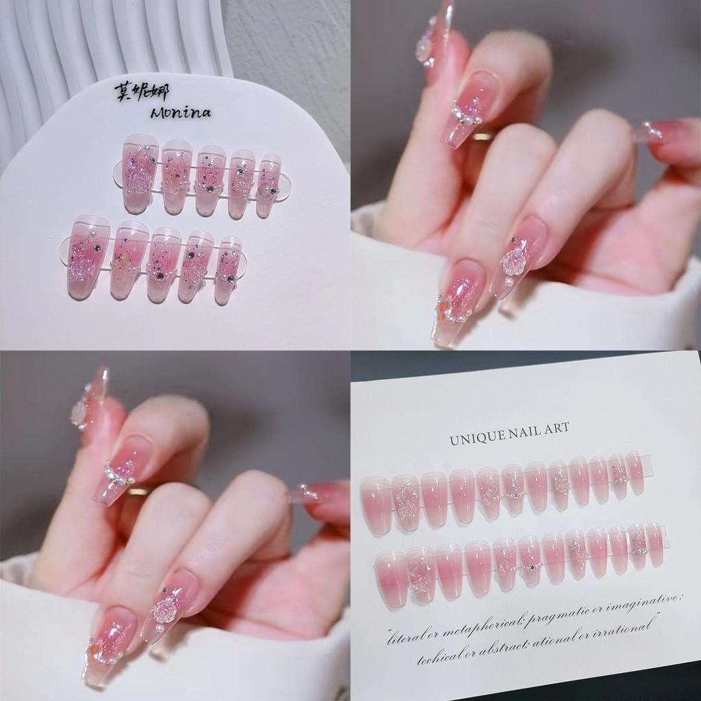 Niedliche und glitzernde B461 Nagelstücke, handgefertigt, tragbar und trendig, künstliche Nägel im Großhandel