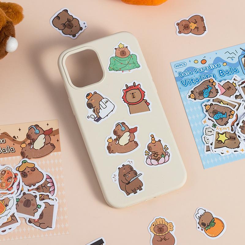 Capybara Paradise Cartoon Sticker Pack: Cute Journaling Stickers for Kids and Girls