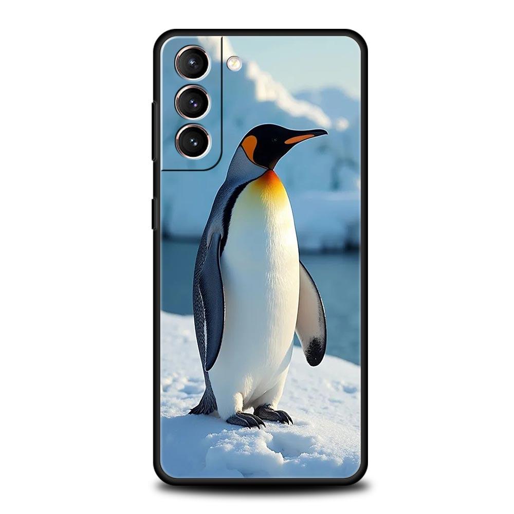 Penguin Kawaii Cute Soft Phone Case For Samsung Galaxy S25 Edge S24 Plus S23 FE S22 S21 S20 Ultra 5G S10 Black Protect Cover