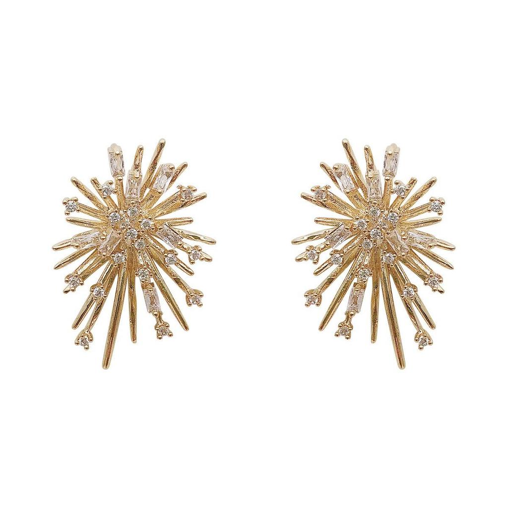 Exquisite 14K vergoldete Zirkonia Feuerwerk Ohrstecker mit 925 Silbernadeln - 2020 Trenddesign