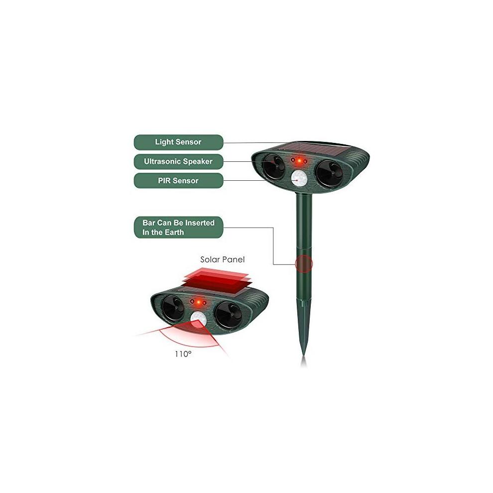 HOPSEM Cat Scarer Cat Repellent Ultrasonic Solar Powered Waterproof Animal Deterrents for Gardens Motion Activated Sensor Pest Repeller for Farm
