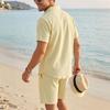 Men's Plaid Shirt and Shorts 2-Piece Set Short Sleeve Casual Athletic