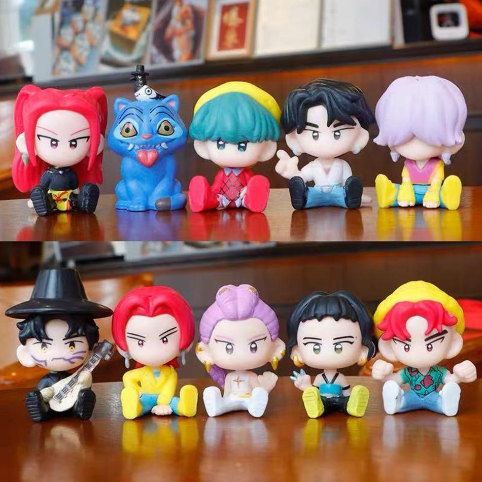 10pcs/Set Kpop Demon Hunters Action Figure Toy Derpys Tiger Rumi Mira Zoey Sussy Figurine Doll For Fans Gift