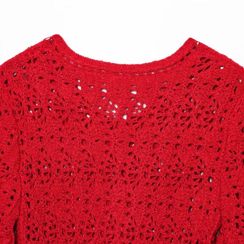 Kaslead New Women clothes Western Style Fashion Simple Hollow Knitted Outerwear 8082001