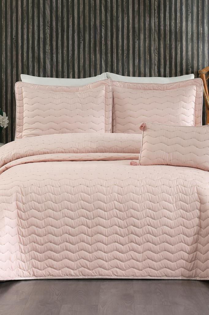 

Стеганое покрывало Perla King Size 250x260 с наволочкой, двуспальная кровать, хлопчатобумажная ткань, двойной размер, розовый