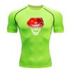 Men Compression Fitness Workout T-Shirt, Scary Red Grin Glow