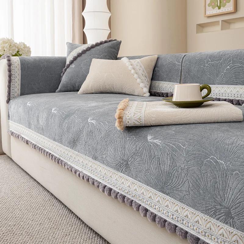 Hydrangeas Sofa Covers Slipcovers Cover for Couch Anti-Skip Jacquard Armchair Sofa Towel Decorative Couch Cover for Living Room