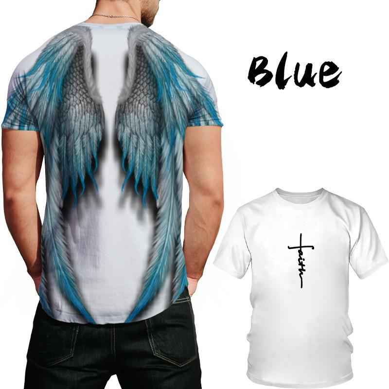 Módní trička s motivem andělských křídel Módní letní pánská trička s krátkým rukávem Cool Streetwear Oversized trička s 3D potiskem kříže
