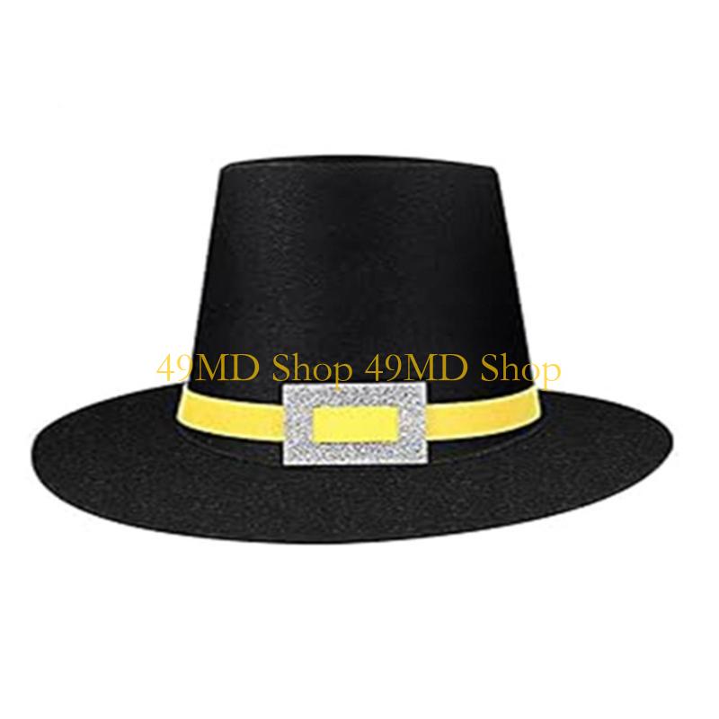 49MD Elegant Hat Silver Buckles Light Weight Party Hat For Men Women Thanksgiving