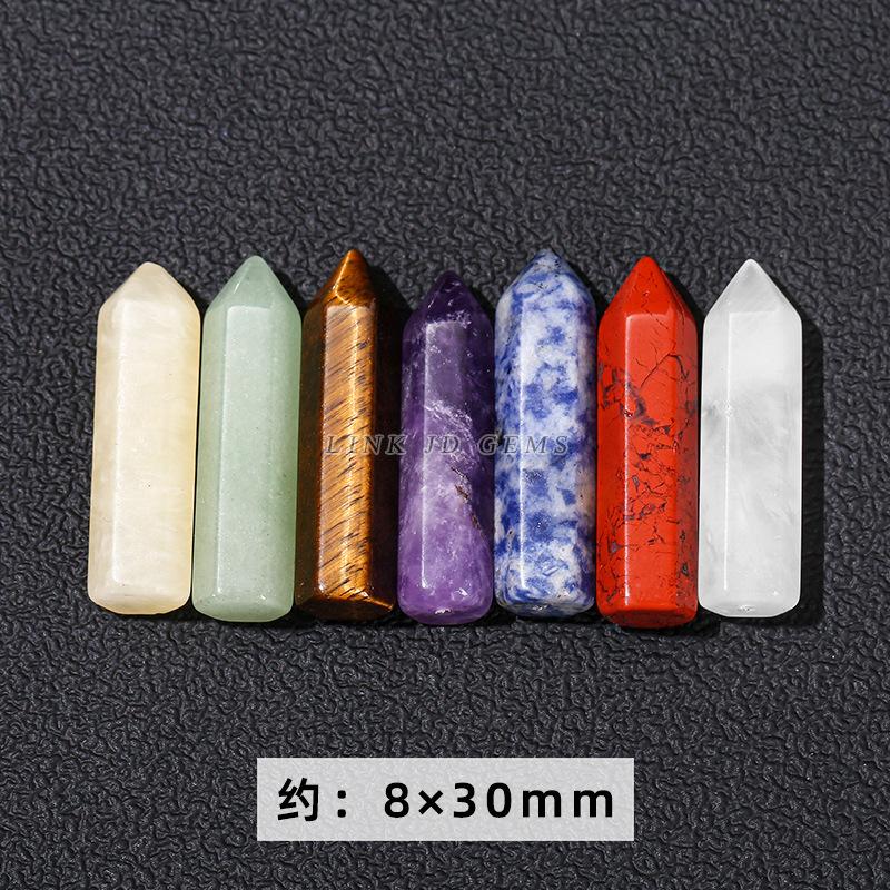 Natural Seven Colors Crystal Stone Single-pointed Hexagonal Column Ore Specimen Ornament Pendant for Men Women Room Jewelry Gift