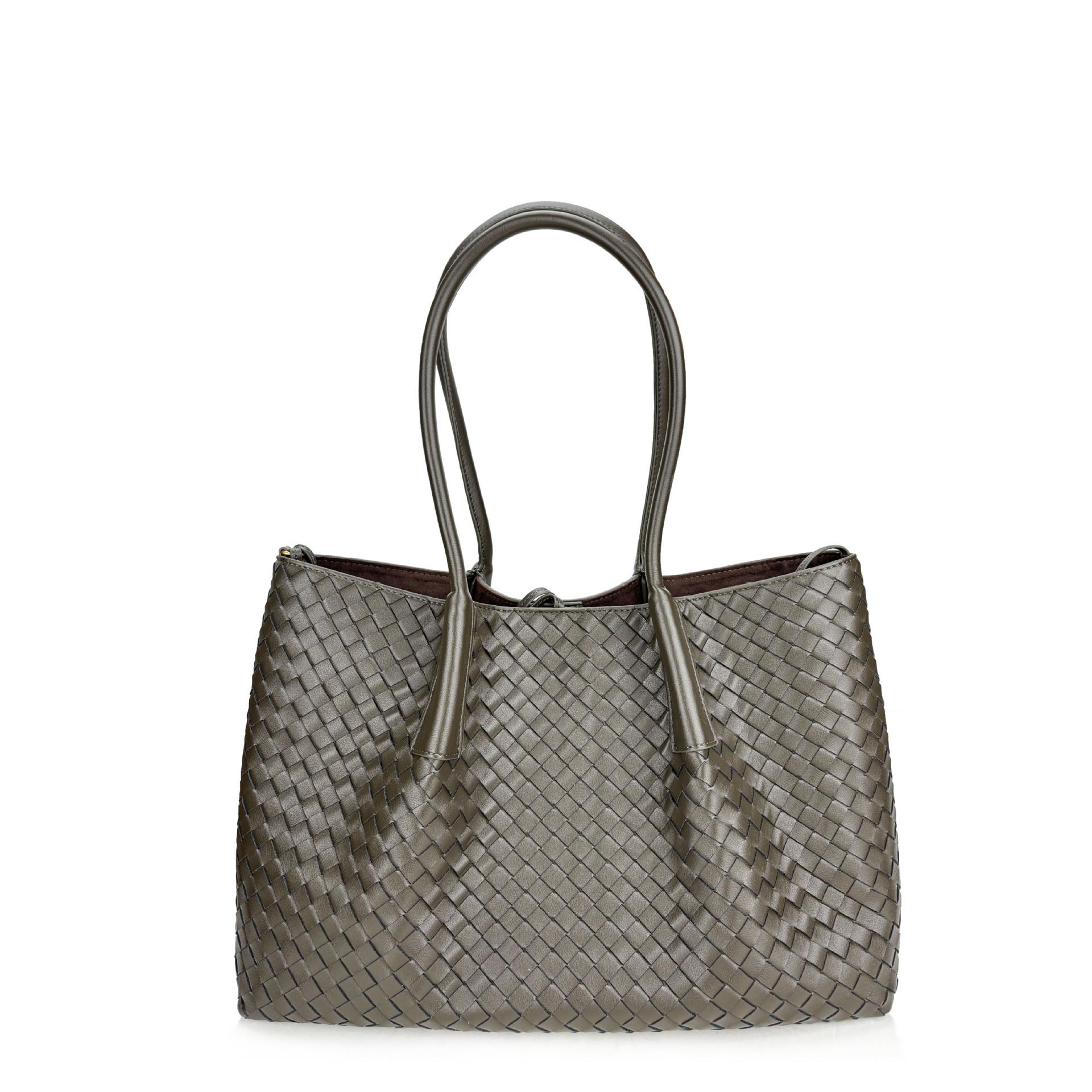 

Large Genuine Leather Women s Bag Tote Bag Fashion Knitting Handbag Cowhide Leather Bag Women s Handbag Messenger Bag 2025 New темно-зелений колір