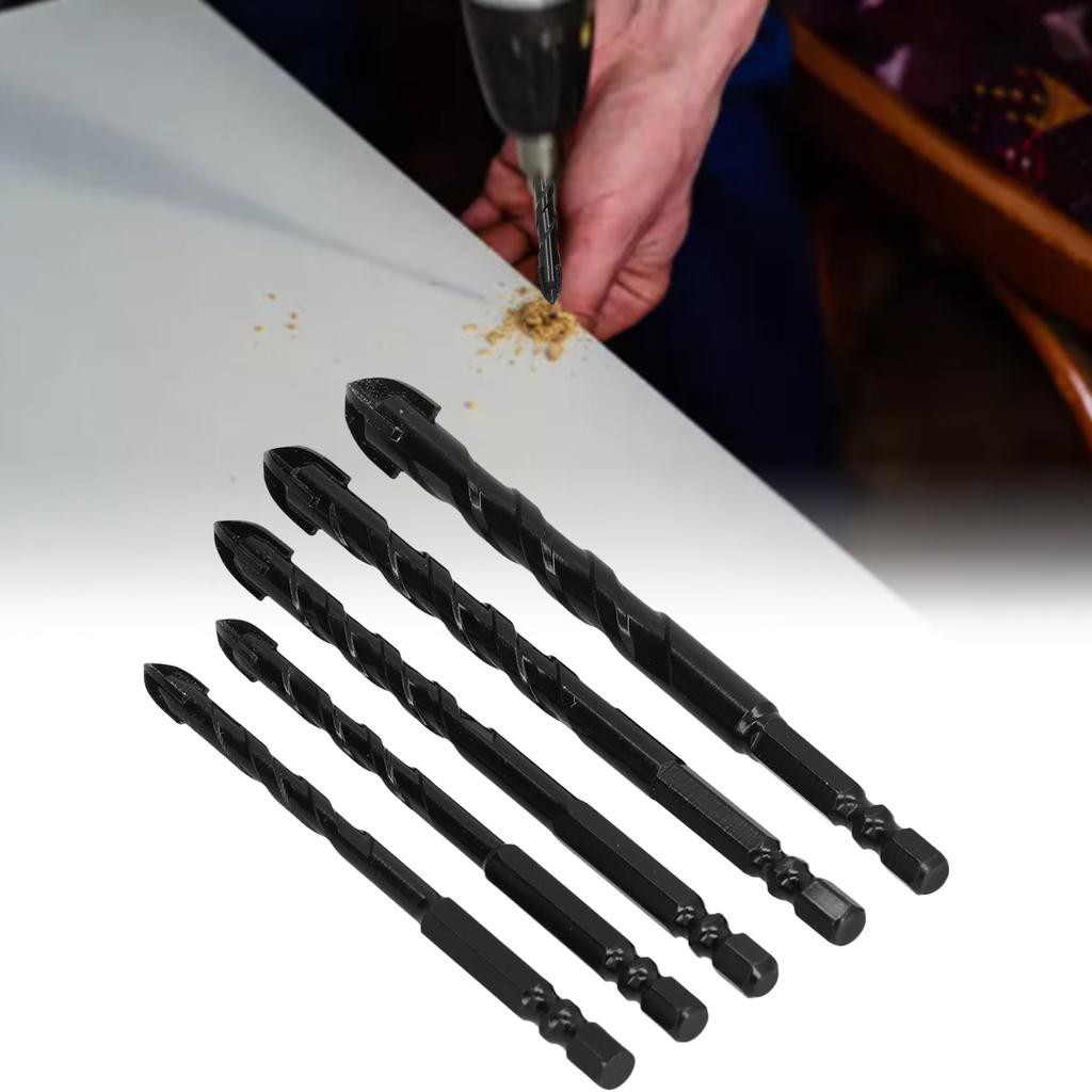 5Pcs Drill Bit Spear Head Hex Shank Drilling Tool Set Kit for Tile Concrete Glass