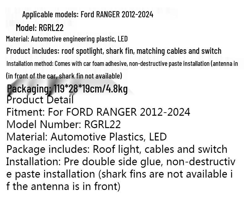 Raptor Off-road LED Roof Spotlight for 2012-2024 Ford Ranger Luggage Rack