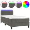 Exclusive House - Slatted Bed Base and Mattress and LED Dark Grey 90x200 Cm