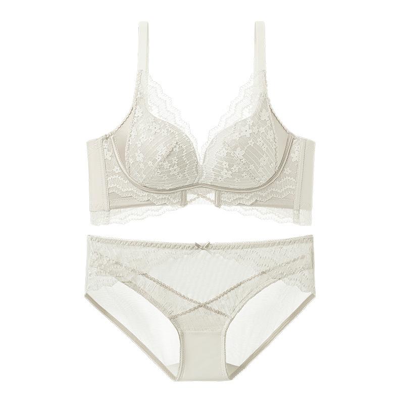 Small Breasts Gather Lace, Sexy Mulberry Silk A, Bacteriostatic, Temperature-changing Lining, No Steel Ring Bra Set