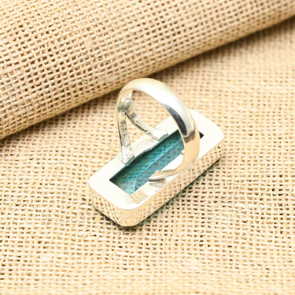 Anillo de joyería de plata esterlina sólida 925 hecho a mano con piedras preciosas de topacio azul para ella