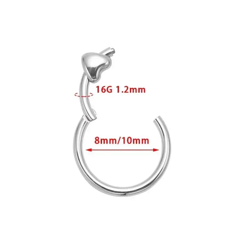 ASTM F136 Titan Herz Clicker Septum Piercing 16G Daith Helix Ohrring Piercing Neue Nasenringe Anodierter Körperschmuck
