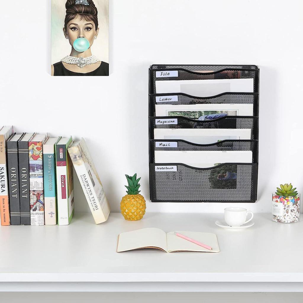Wall-Mounted Office Organizer: No-Installation Shelf & A4 File Holder