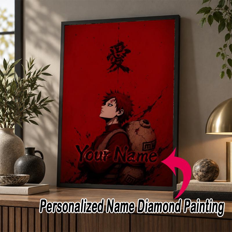 Personalized Gaara Naruto Diamond Art Custom Name 5D Diamond Painting Full Drill DIY Craft