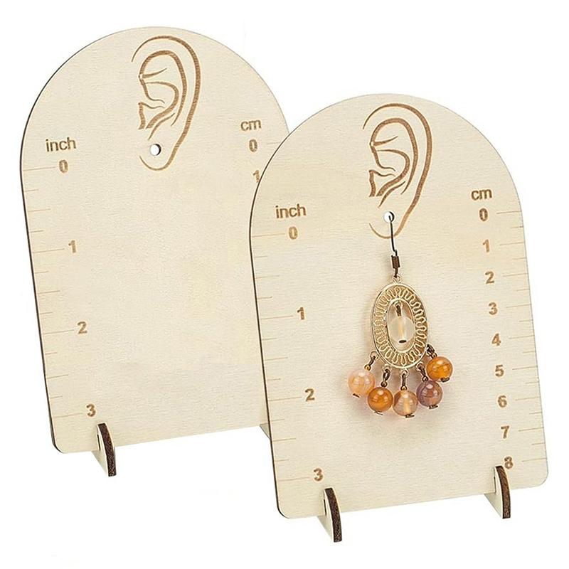 Earring Measurement Display Stand Wood Ear Stud Stand Earring Organizer Frame With Measurement Arch-Shaped Earring Holder