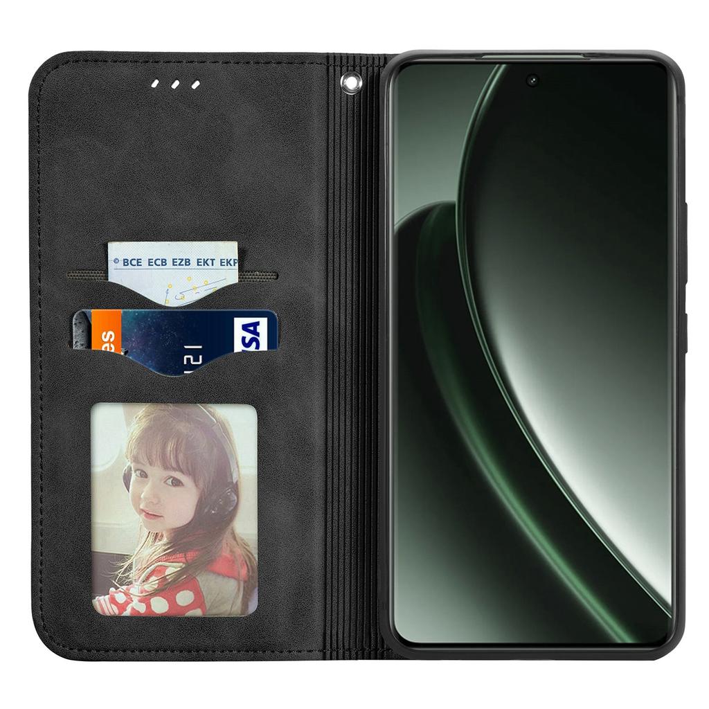 For Realme GT 6 5G Case Skin Touch Feeling Leather Phone Cover Magnetic Absorption