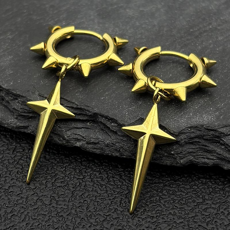Punk Spike Rivet Hoop Earrings For Women Men Ear Studs Stainless Steel Gothic Hip Hop European and American Earring Jewelry Gift