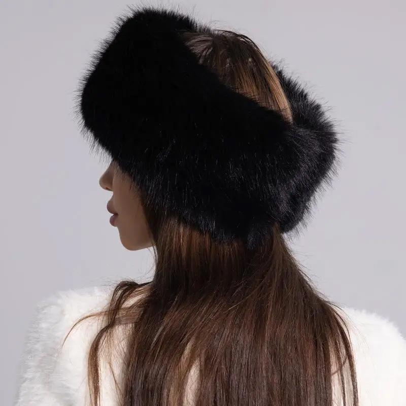 1Pc Hatless Windproof Hat Hoop Warm Acrylic Fiber Fashion Hair Accessory Hat Plush