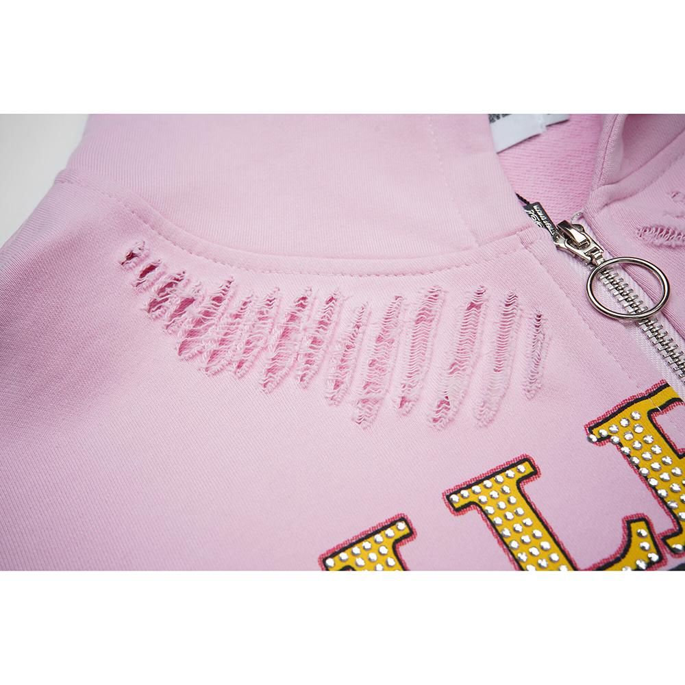 V125 Vale DREAM VALLEY Zip Up Hoodie Hot Stamping Pink Cardigan Sweatshirt