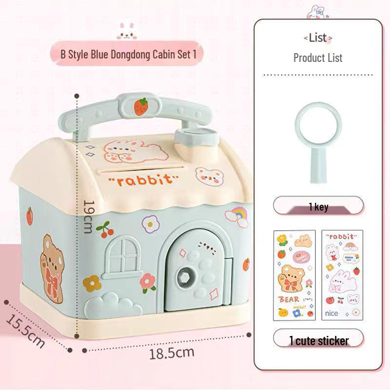 Adorable Cartoon Piggy Bank: Large-Capacity, Removable, Cute Little House Design