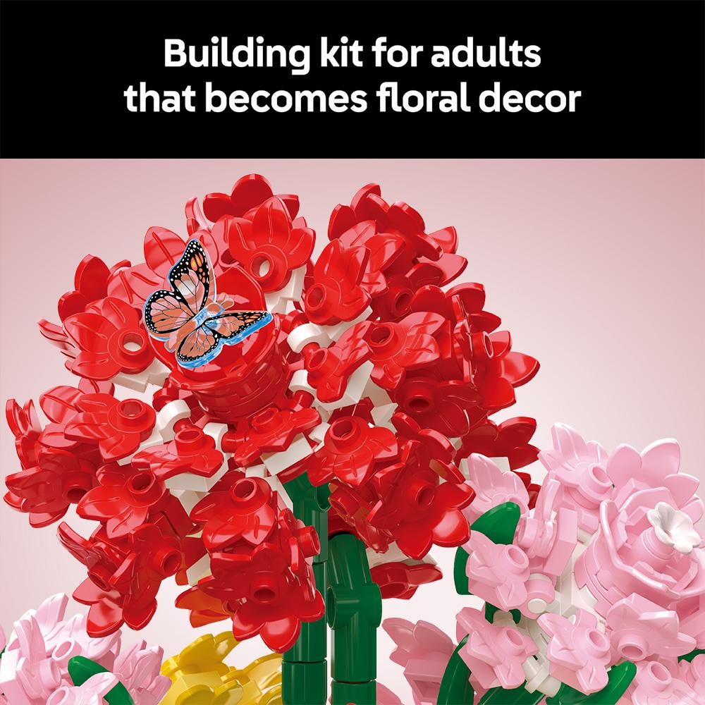 Botanicals Flower Arrangement DIY Building Block Set - Faux Bouquet Set for Adults Decorations for Office or Cubicle 10345