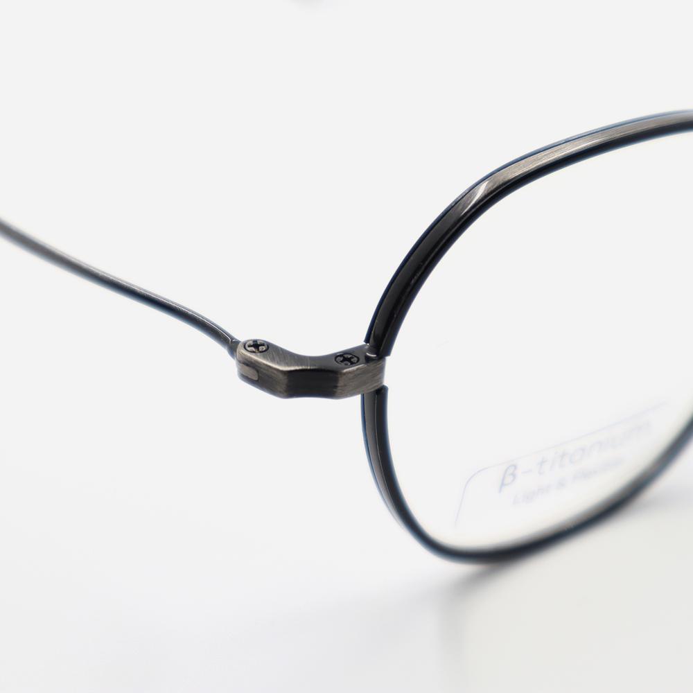 Alloaiweeo [Nose Saddle] Al8205 0910M Nose Saddle Titanium Octagon Black/Grey Eyeglass Frames