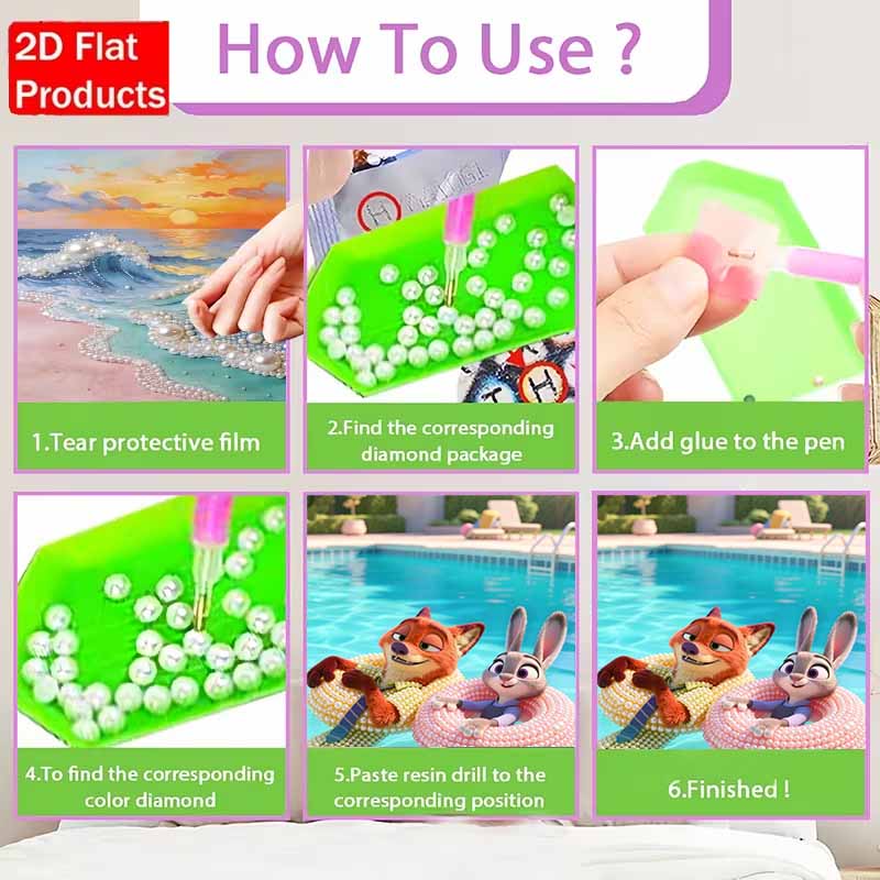 Disney Pearl Painting Zootopia Handmade DIY Pearl Gem Painting Pictures Crafts Special Shape Home Wall Decoration