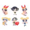 6Pcs Kawaii Anime The Powerpuff And Girls Series Resin Model Toys Cute Cartoon Character Creativity Diy Keychain Material
