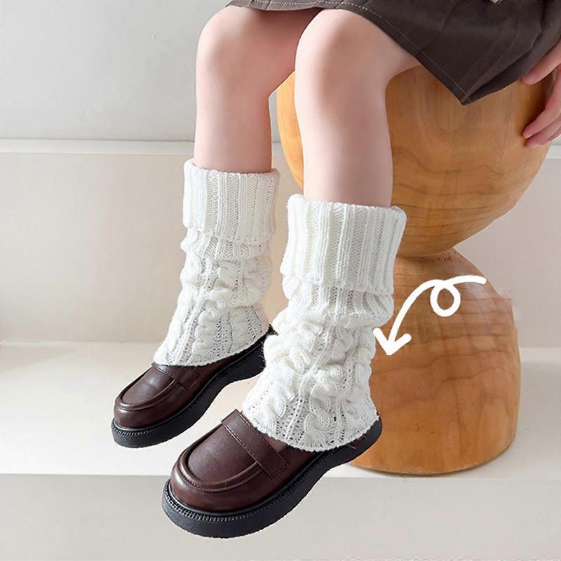Fashion Knit Leg Warmers for Little Girls Knee High Socks for Dress Toddler Winter Slouchy Socks Thicken Warm Leggings  White