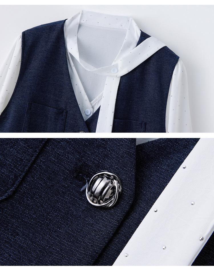 Women's Fashionable Spring 2025 Suit: Stylish Shirt, Denim Vest & Wide-Leg Pants Set YF2551