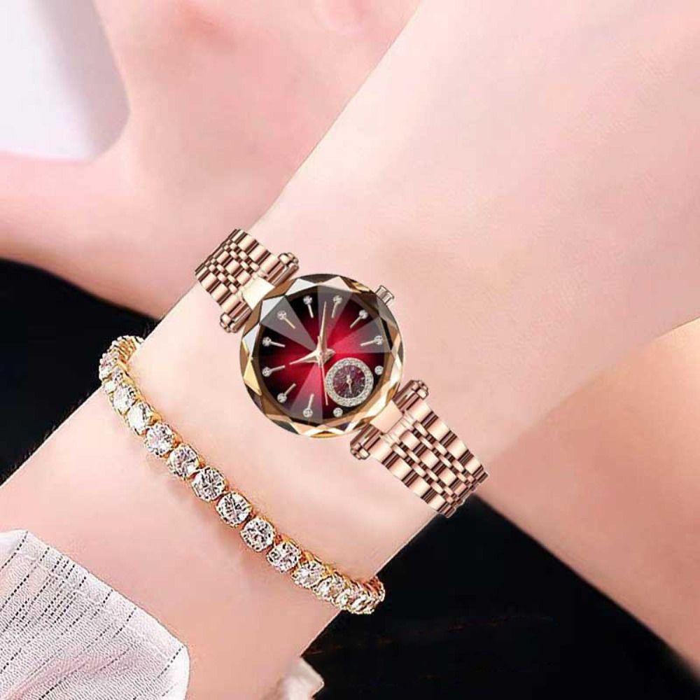 Exquisite Rhinestone Quartz Watches Luxury Rose Gold Watch Women's Wristwatch  Festival Gift